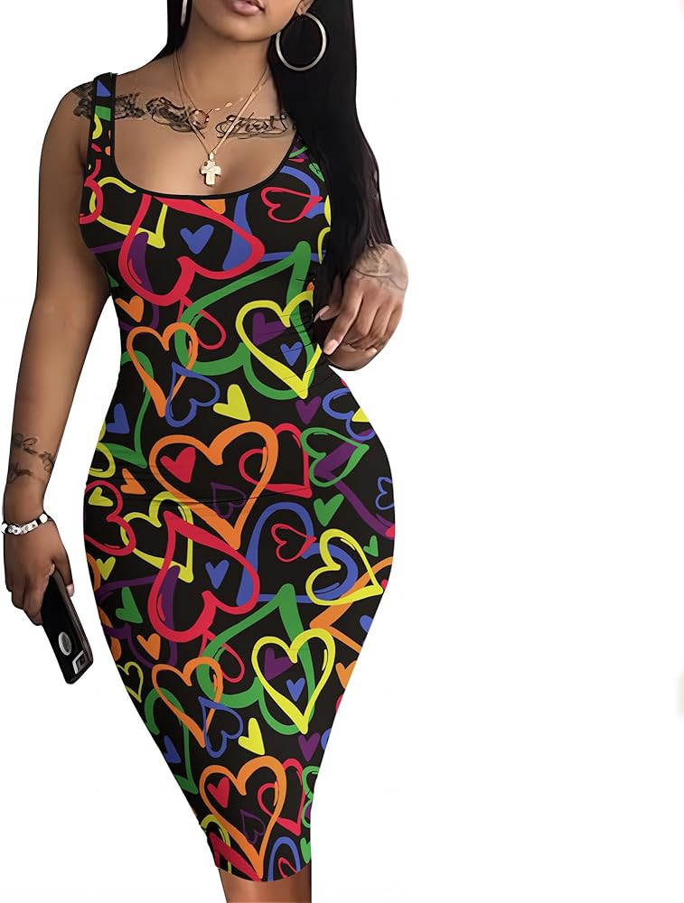 Nimsruc Women Casual Sexy Tank Top Bodycon Dress Summer Pencil Sleeveless Basic Midi Club Dresses | Amazon (US)