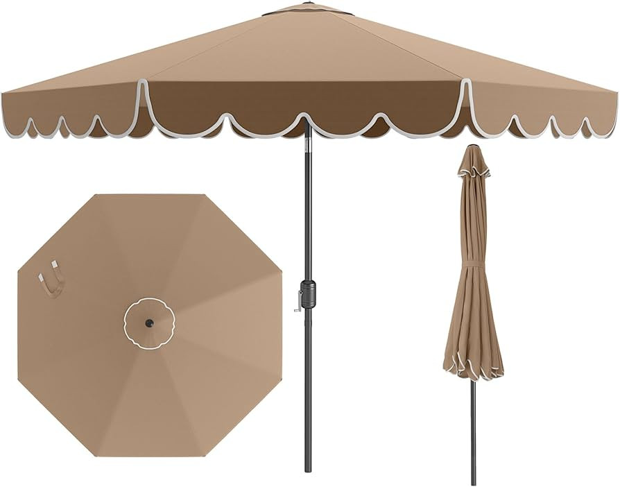 Tangkula 10 FT Patio Umbrella, 2-Tiers Scalloped Outdoor Table Market Umbrella with Tilt Adjustme... | Amazon (US)