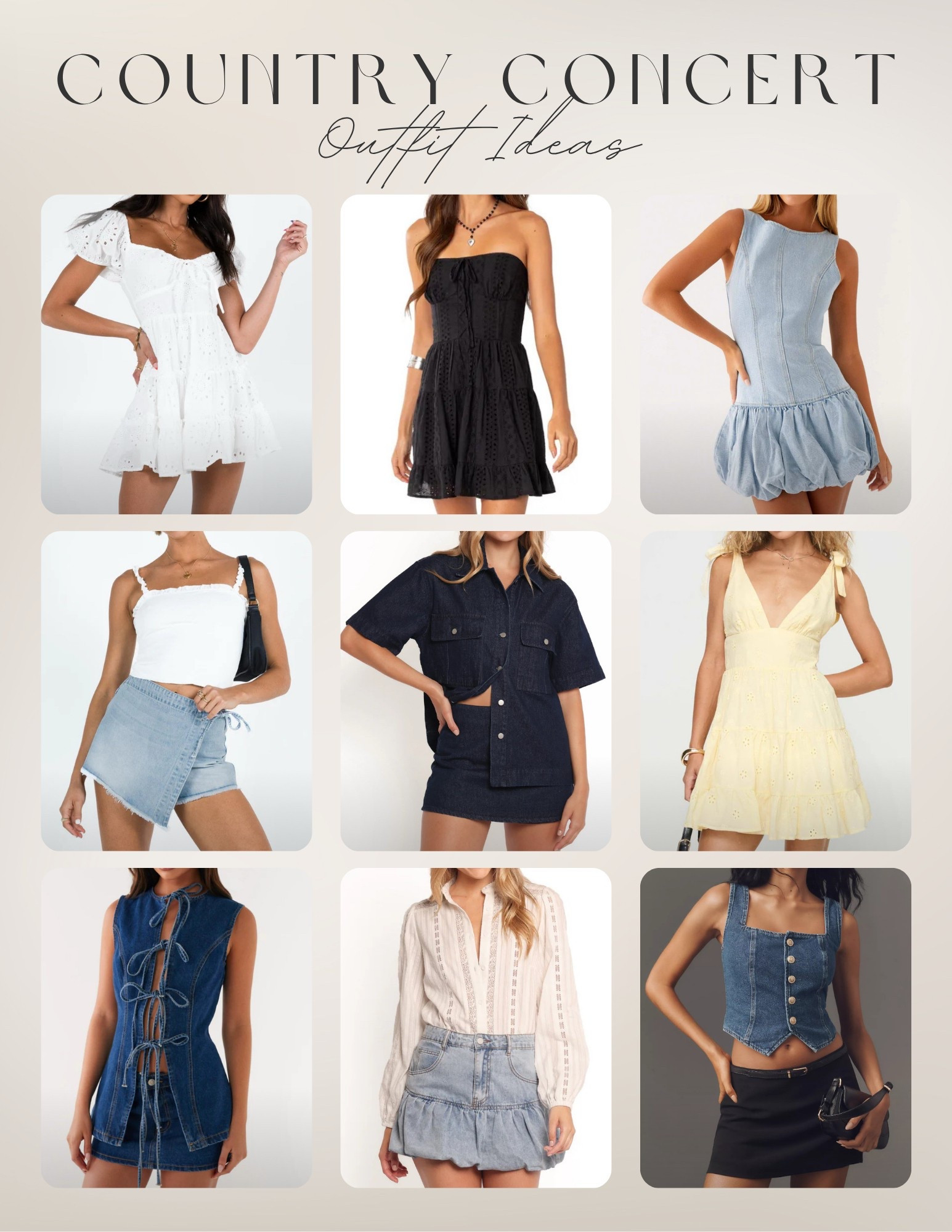 Country concert outfit ideas!

southern, western, denim top, denim skirt, denim style, denim dress, denim skort, concert outfit, summer dress, denim set, denim on denim, country, cowgirl

#LTKSummerEdit #LTKStyleTip #LTKItBag