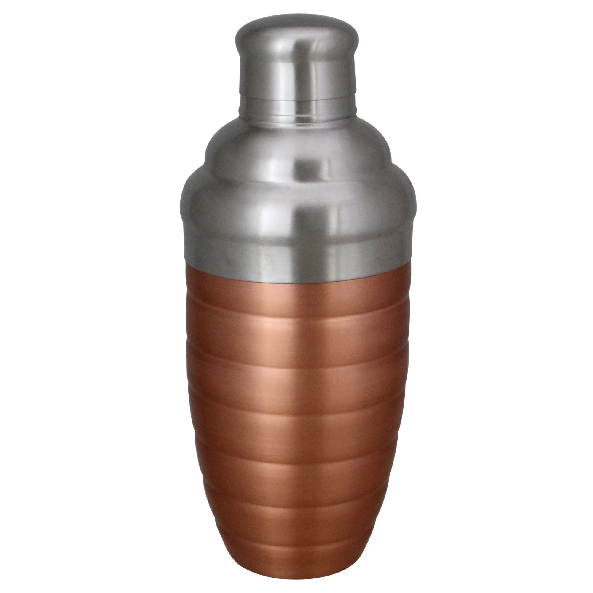 Copper Finished Ribbed Stainless Steel Martini Cocktail Shaker 17oz - Walmart.com | Walmart (US)