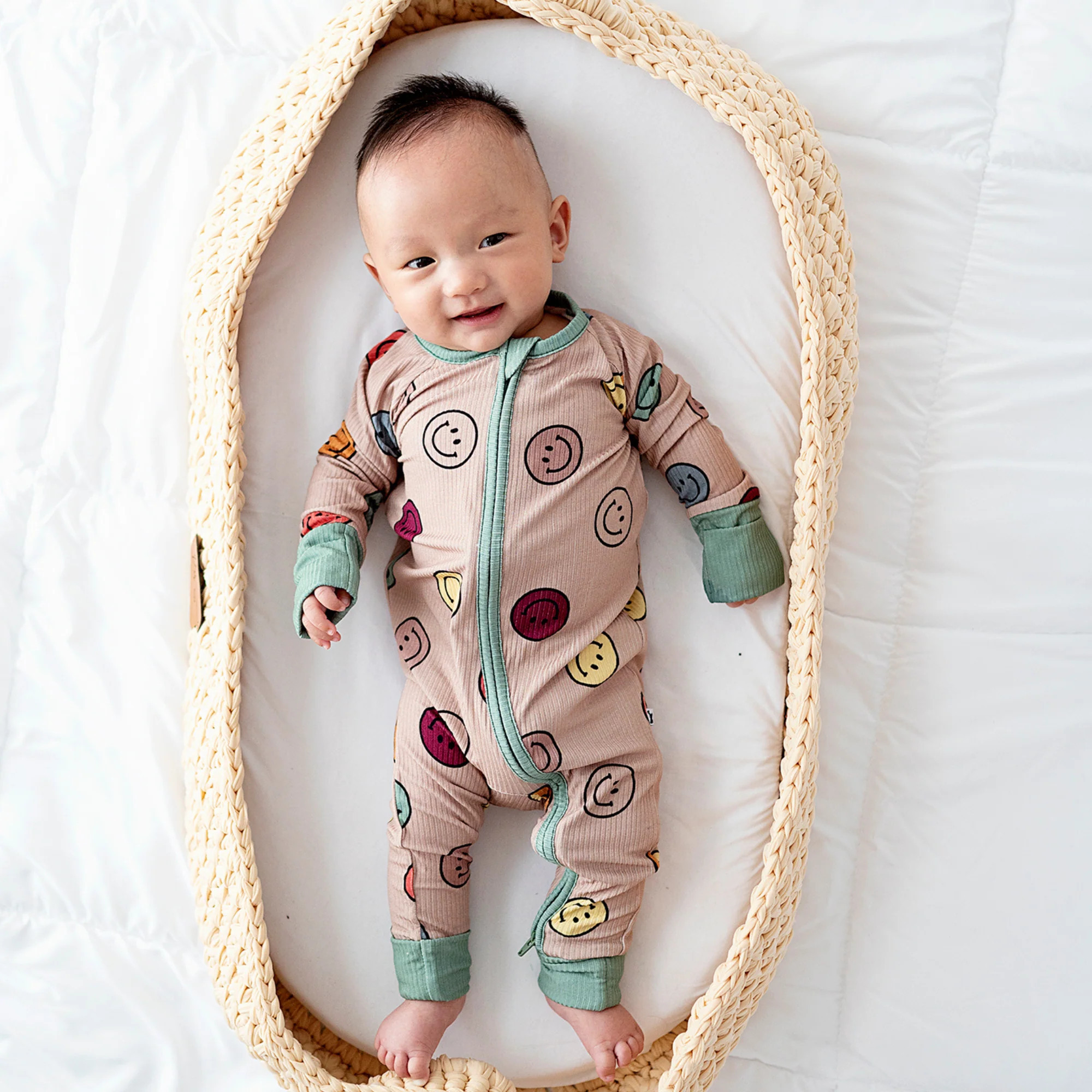 Smiley and I Know It Ribbed Convertible Footies | Kiki + Lulu