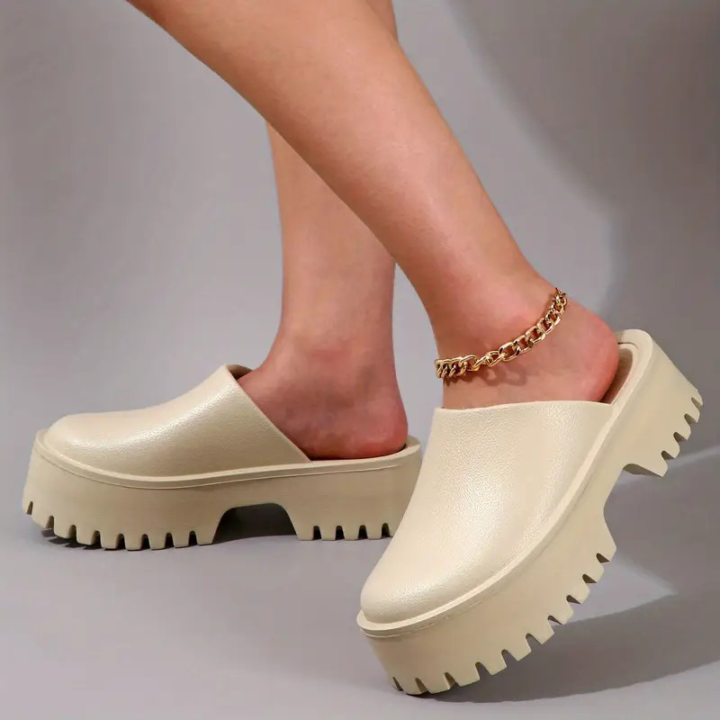 Platform Slides Women s Solid Color Slip Thick sole Round - Temu | Temu Affiliate Program