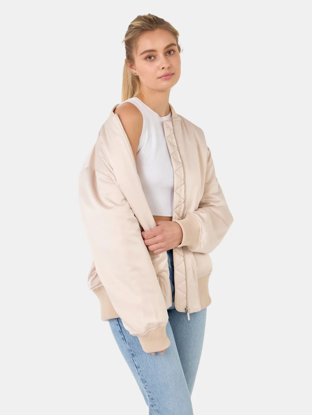 Oversize Satin Bomber Jacket | Verishop