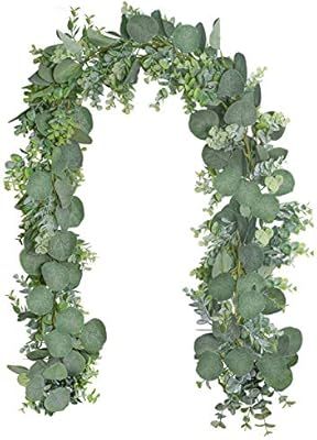 HI NINGER 6.5' Long Artificial Faux Eucalyptus Arch Leaves Greenery Leaves String,Artificial Silv... | Amazon (US)