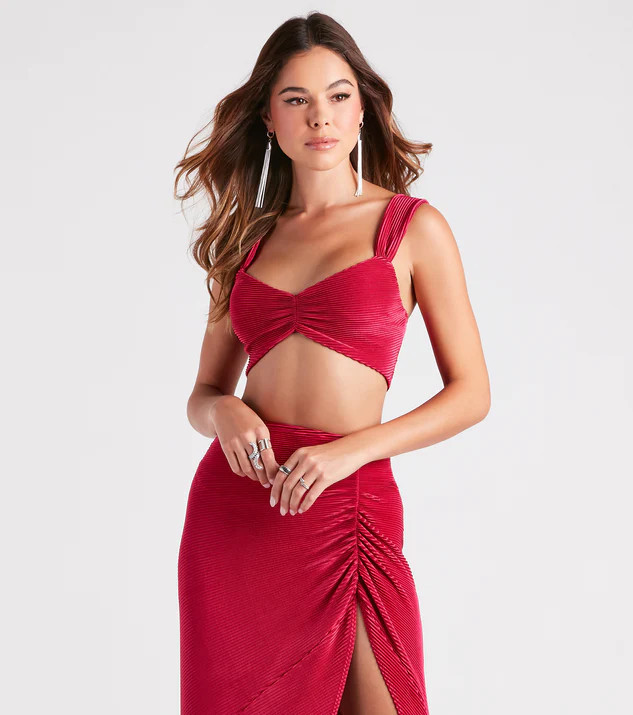 Always Impressed Satin Pleated Crop Top | Windsor Stores