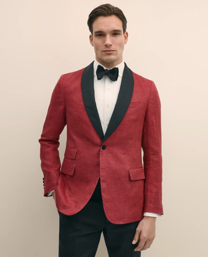 Classic Fit Linen Herringbone Dinner Jacket | Brooks Brothers