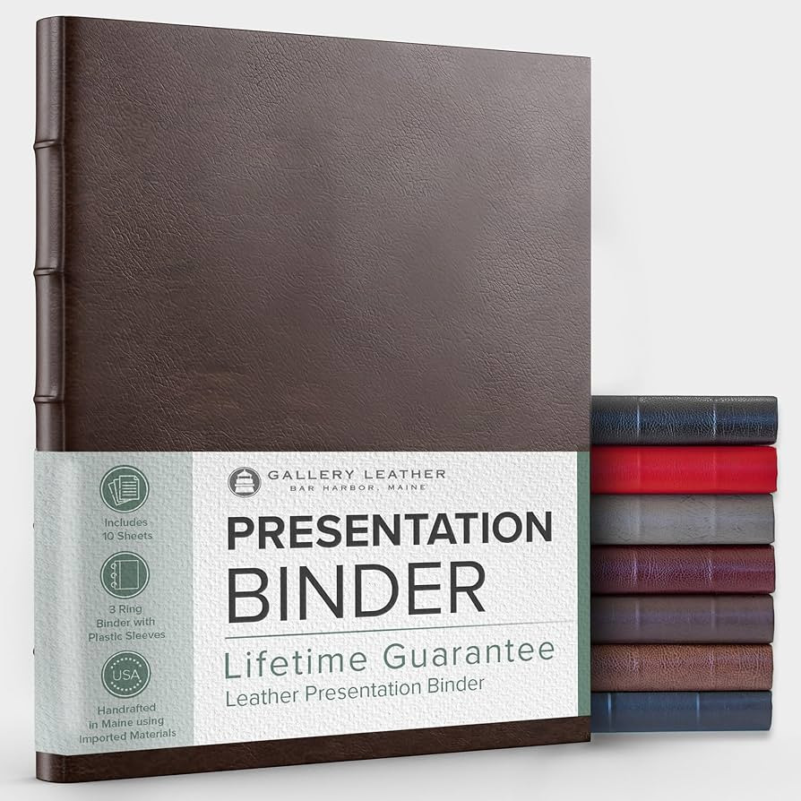 Gallery Leather 3 Ring Binder with Plastic Sleeves, Includes 10 Sheets, Sheet Size: 8.5" x 11" - ... | Amazon (US)