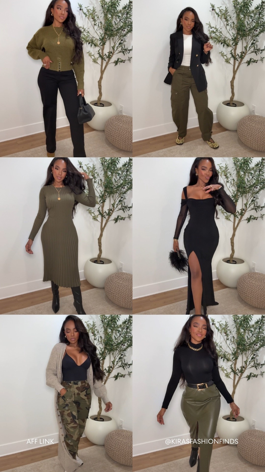 🖤 FALL LOOKBOOK | 6 WAYS TO WEAR OLIVE & BLACK 🖤
If you’re building your fall capsule wardrobe, these outfits are for you — a mix of classic neutrals, cozy knits, and chic night-out looks. Each outfit transitions effortlessly from day to night. Scroll below to shop each look and check for other colors available!

✨ LOOK BREAKDOWN:
1️⃣ Olive Knit + Black Pants – polished everyday outfit for work or errands.
2️⃣ Blazer + Cargo Pants – chic travel or brunch look that balances structure and comfort.
3️⃣ Olive Ribbed Dress – easy fall dress for coffee dates or casual outings.
4️⃣ Black Mesh Dress – elevated night-out or dinner outfit.
5️⃣ Camo Pants + Cardigan – cozy weekend look, mom-approved and stylish.
6️⃣ Leather Skirt + Turtleneck – fall favorite for the office or girls’ night out.

🛍️ Tap below to shop every piece directly — many come in multiple colors!

⸻

fall outfit ideas, olive and black outfits, cozy fall looks, fall capsule wardrobe, chic everyday outfits, neutral outfit ideas, elevated basics, transitional fall fashion, date night outfit, casual fall looks, capsule wardrobe staples, workwear outfit ideas, travel outfit inspiration, classic fall fashion, black and olive color palette


#LTKFindsUnder50 #LTKPetite #LTKFindsUnder100
