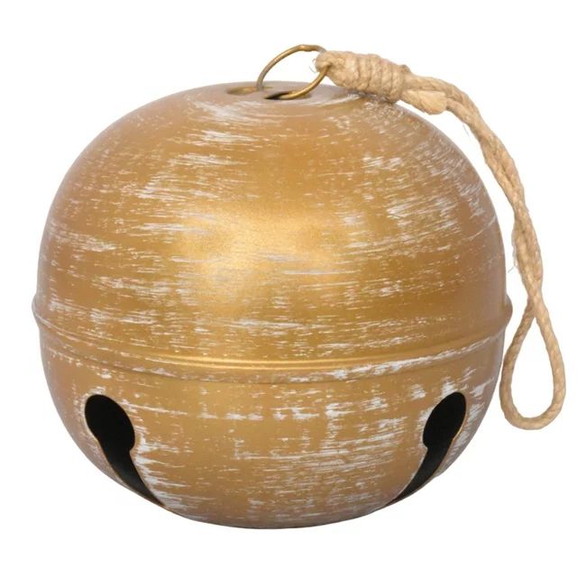 Metal Jumbo Jingle Bell in Gold Finish with White Wash, 6 in, by Holiday Time - Walmart.com | Walmart (US)