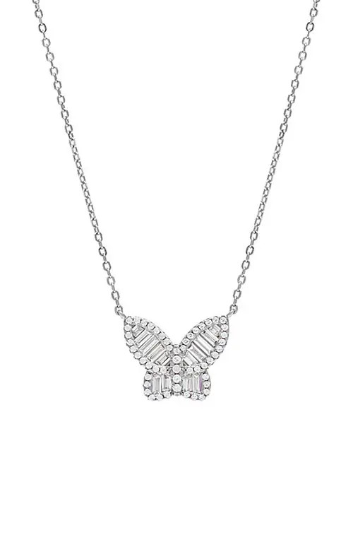 BY ADINA EDEN Small Pavé Butterfly Pendant Necklace in Silver at Nordstrom | Nordstrom