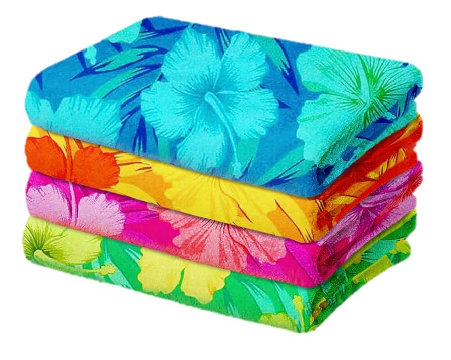Kaufman - Colorful Hibiscus Beach Towels | 100% Cotton with Ends Hemmed | 30" x 60" | Colorful So... | Amazon (US)