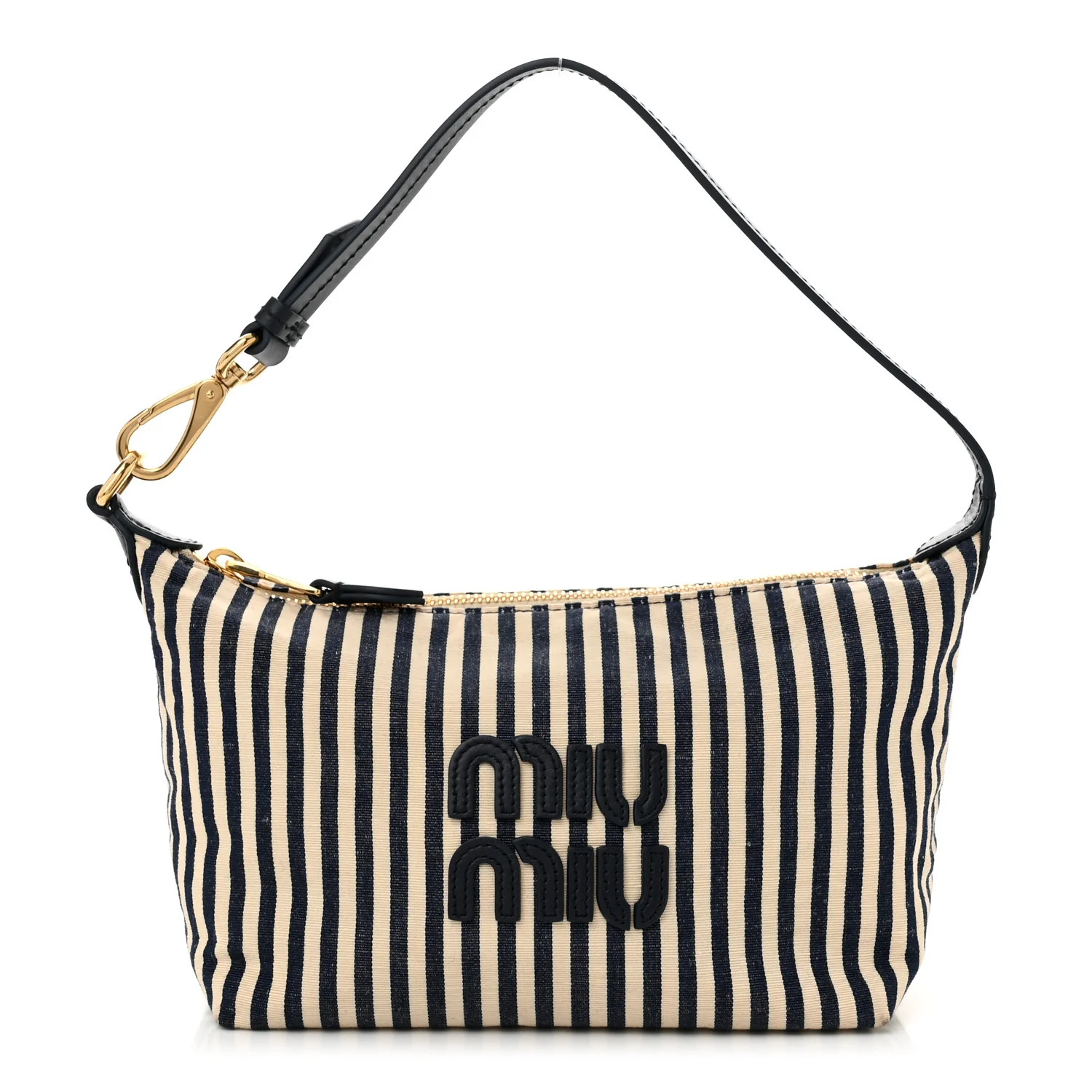 Miu Miu Jacqaurd Striped Pouch Beige Baltic Blue 1697717 | FASHIONPHILE (US)