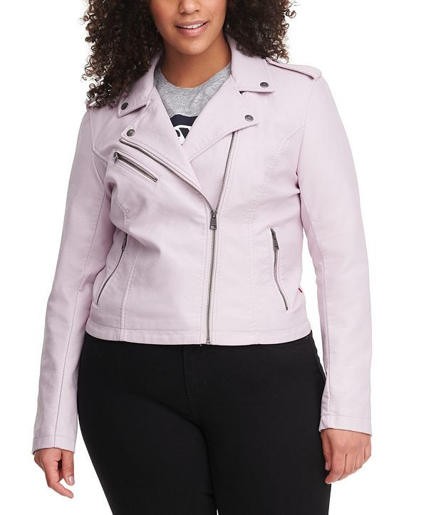 Trendy Plus Size  Faux-Leather Moto Jacket | Macys (US)