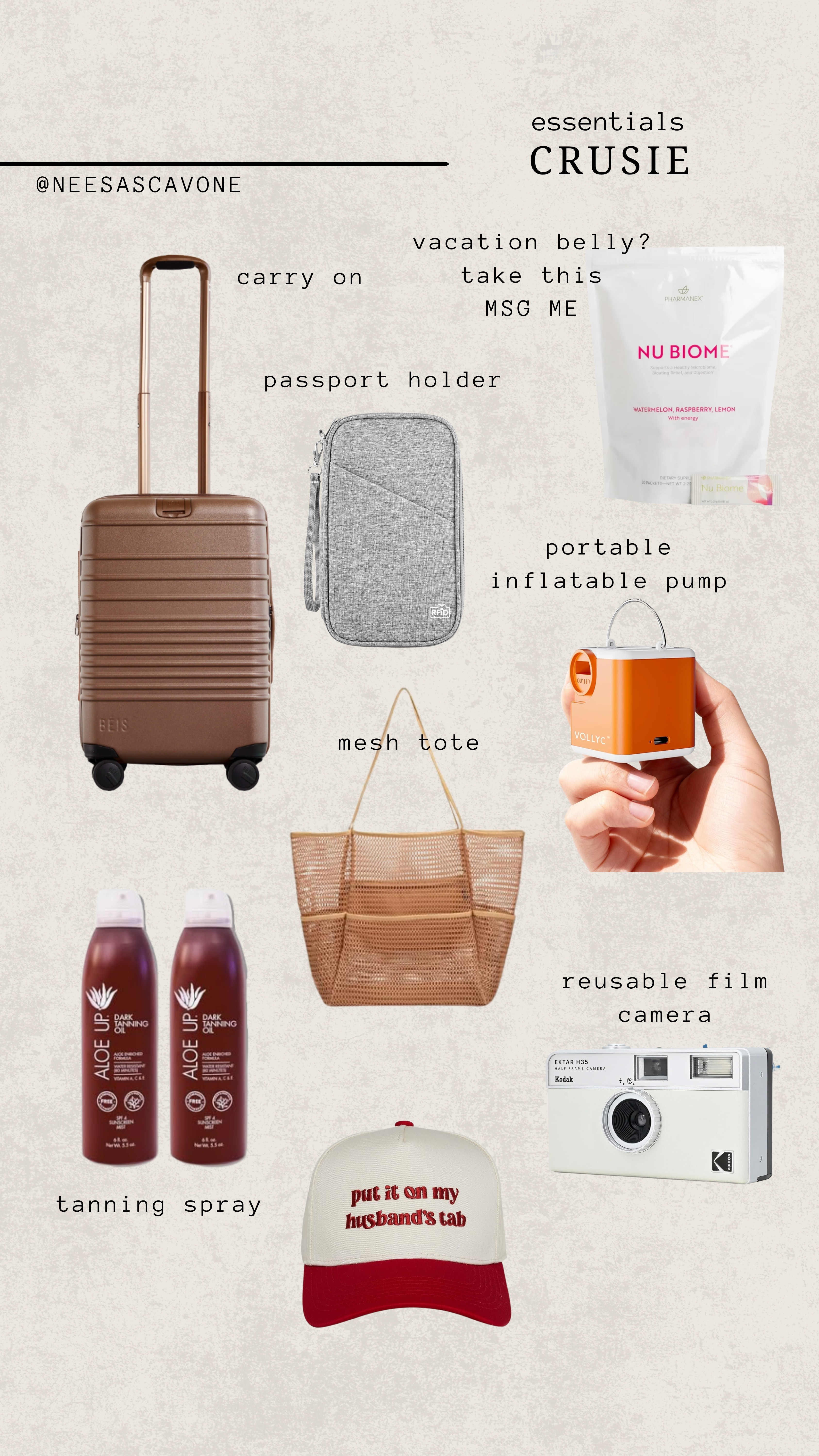 Vacation essentials I never travel without ✈️🤍
From the perfect carry-on to my go-to tanning spray + travel must-haves that actually make a difference (yes, even the portable pump 👀).
If you want to feel put together, organized, and that girl on your next trip… save this.

#travelessentials #carryonmusthaves #travelmusthaves #airportoutfit #vacationready #travelstyle #ltkfinds #ltktravel #amazontravelfinds #beachvacation #summertravel #travelhacks #organizedtravel #whatsinmycarryon #vacationpacking #momtravel #travelwithkids #packingessentials #vacationvibes #travelinspo 

 #LTKSwim #LTKTravel #LTKKids