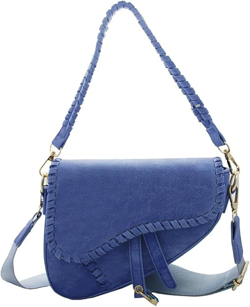 Women Saddle Shoulder Bag Trendy PU Leather Satchel Bag Underarm Handbag Crossbody Bag | Amazon (US)