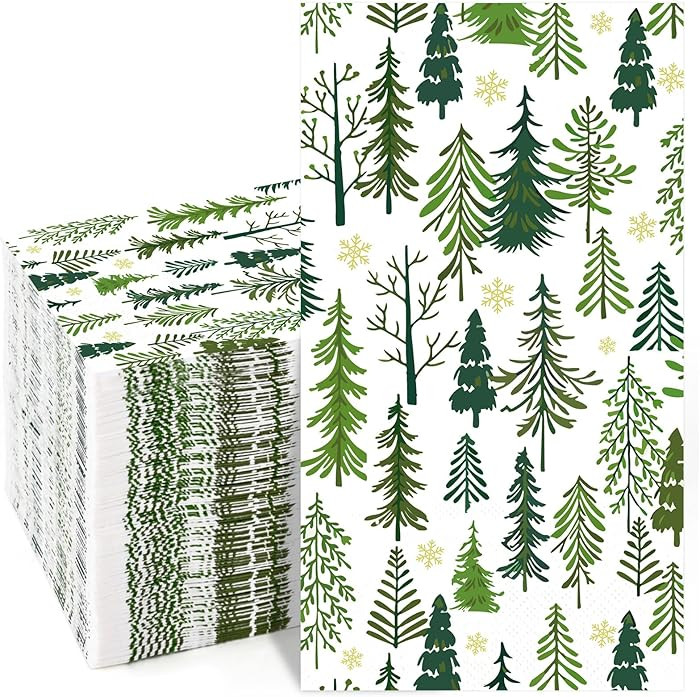 Homlouue 100 PCS Christmas Napkins Disposable, 3-Ply Green Christmas Trees Napkins, Christmas Pap... | Amazon (US)