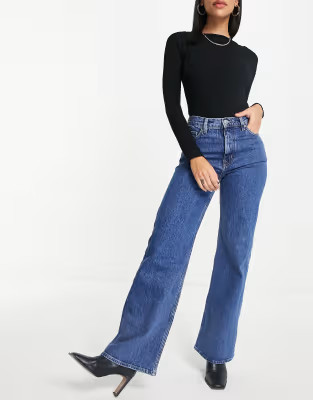 & Other Stories Treasure cotton long wide leg jeans in vikas blue - MBLUE | ASOS | ASOS (Global)