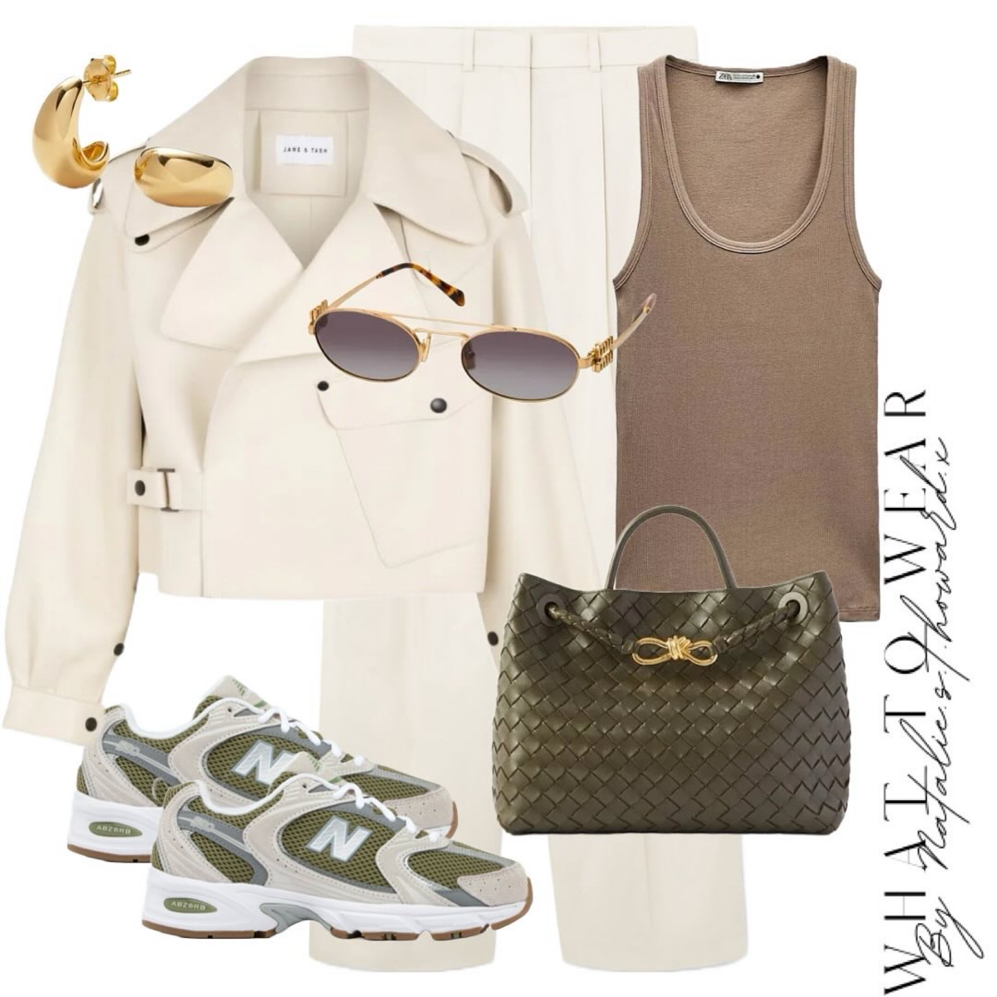 A neutral outfit styling wide leg trousers, a cropped leather jacket and new balance 530. I love these tones! Olive , off white and dark taupe x

#LTKeurope #LTKuk #LTKstyletip