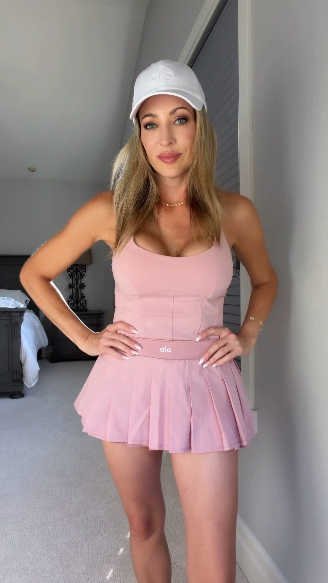 New tennis set in the perfect neutral pink! Love the double layered skort and corset detail top 👌🎀

Tennis outfit active set pickleball outfit pleated skirt 

#LTKActive #LTKfitnessgoals #LTKootd