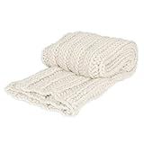 Kate and Laurel Chunky Knit Throw Blanket, Natural White | Amazon (US)