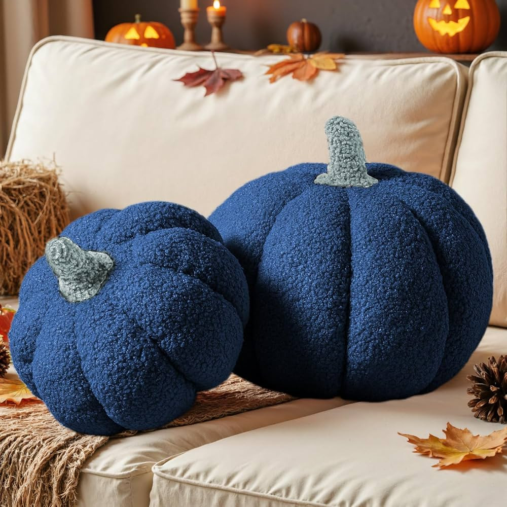Lanpn Fall Pumpkin Pillows Set of 2, Halloween Decoration Plush Throw Pillows Soft Fleece Sherpa ... | Amazon (US)