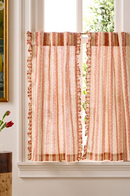 Ivy Cotton Striped Cafe Curtain, Set of 2 | Anthropologie (US)