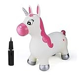 Inpany Bouncy Unicorn Jumping Horse Hopper- White Inflatable Rubber Ride on Bouncing Animal Toys for | Amazon (US)