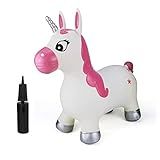 Inpany Bouncy Unicorn Jumping Horse Hopper- White Inflatable Rubber Ride on Bouncing Animal Toys for | Amazon (US)