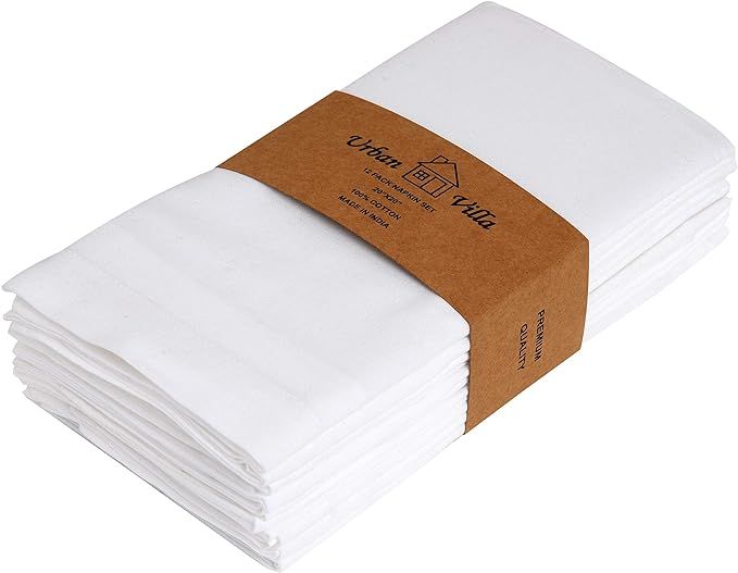 Urban Villa White 18 By 18 Inches Casement Weave Ultra Soft Premium Quality Dinner Napkins 100% C... | Amazon (US)