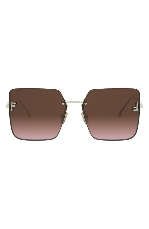 'Fendi First 59mm Geometric Sunglasses in Gold /Gradient Bordeaux at Nordstrom | Nordstrom