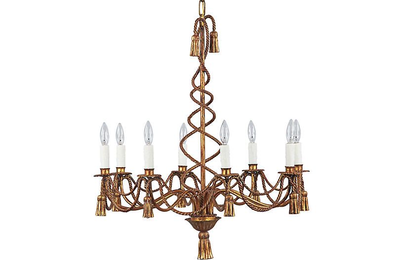 French Gilded Metal Chandelier, 1950s | One Kings Lane