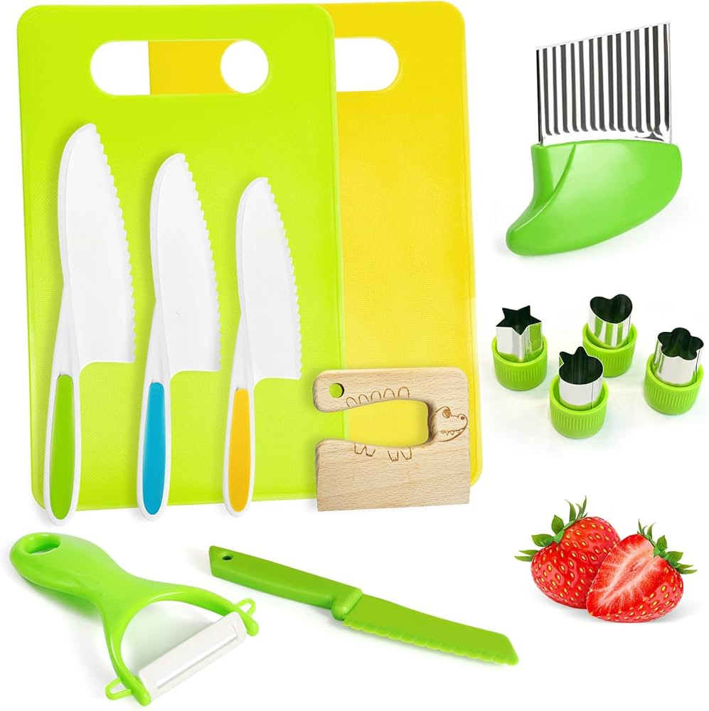 13 Pieces Kids Safe Knife Set for Real Cooking Child-Friendly Plastic Chef Tools Montessori Kitch... | Amazon (US)