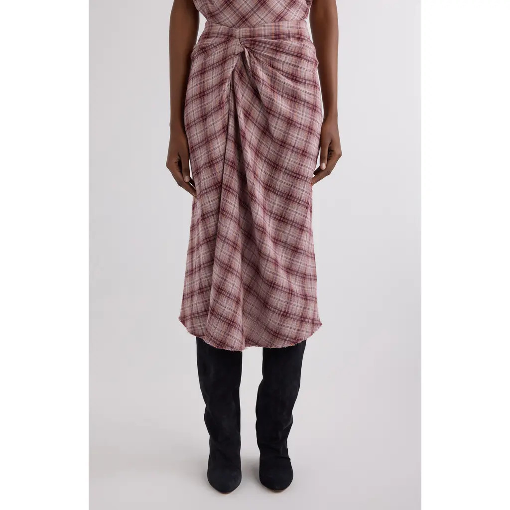 Isabel Marant Étoile Nicole Plaid Cotton Skirt in Rosewood at Nordstrom Rack, Size 10 Us / 42 Fr | Nordstrom Rack