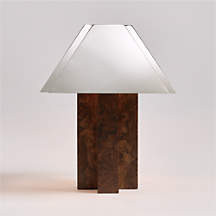 Eclat Burl Wood Table Lamp with Metal Shade 21" | Crate & Barrel | Crate & Barrel