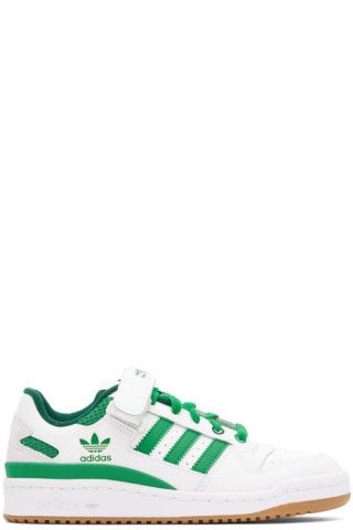White & Green Forum Low Sneakers | SSENSE