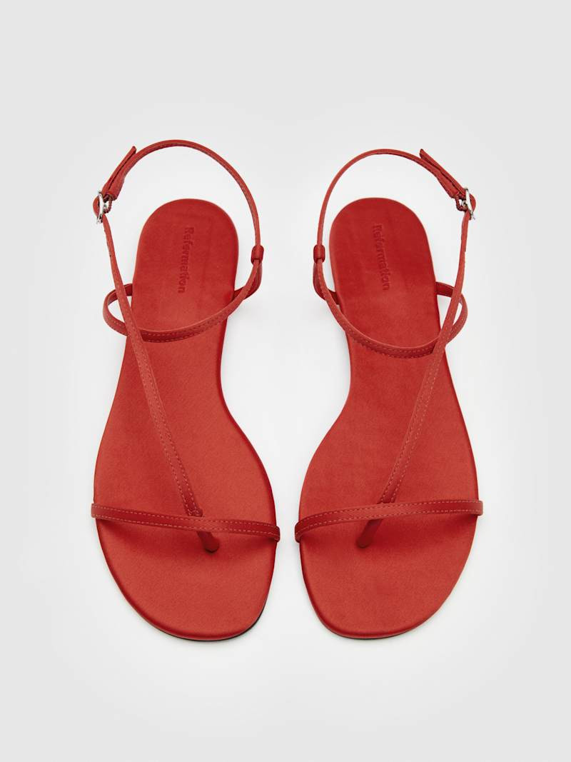 Reformation Pina Flat Sandal Brown 6.5 | Reformation (Global)