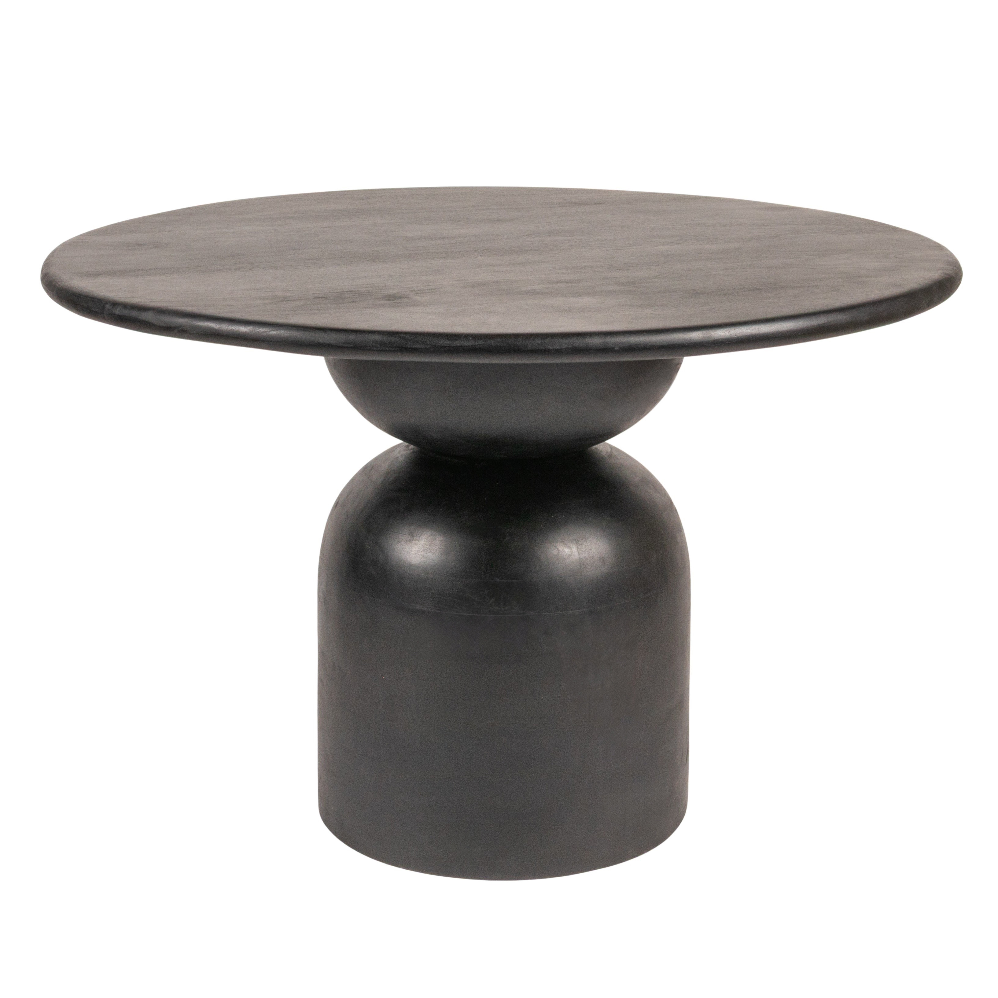 Round Mango Wood Dining Table with Stacked End Grain Base and Black Finish - Creative Co-Op | Hav... | Havenly