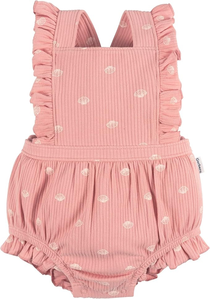 Gerber Baby Girls' Sleeveless Ruffle Romper | Amazon (US)