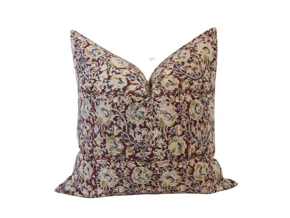 ORAI  Burgundy Floral Pillow Cover Spring Floral Burgundy - Etsy | Etsy (US)