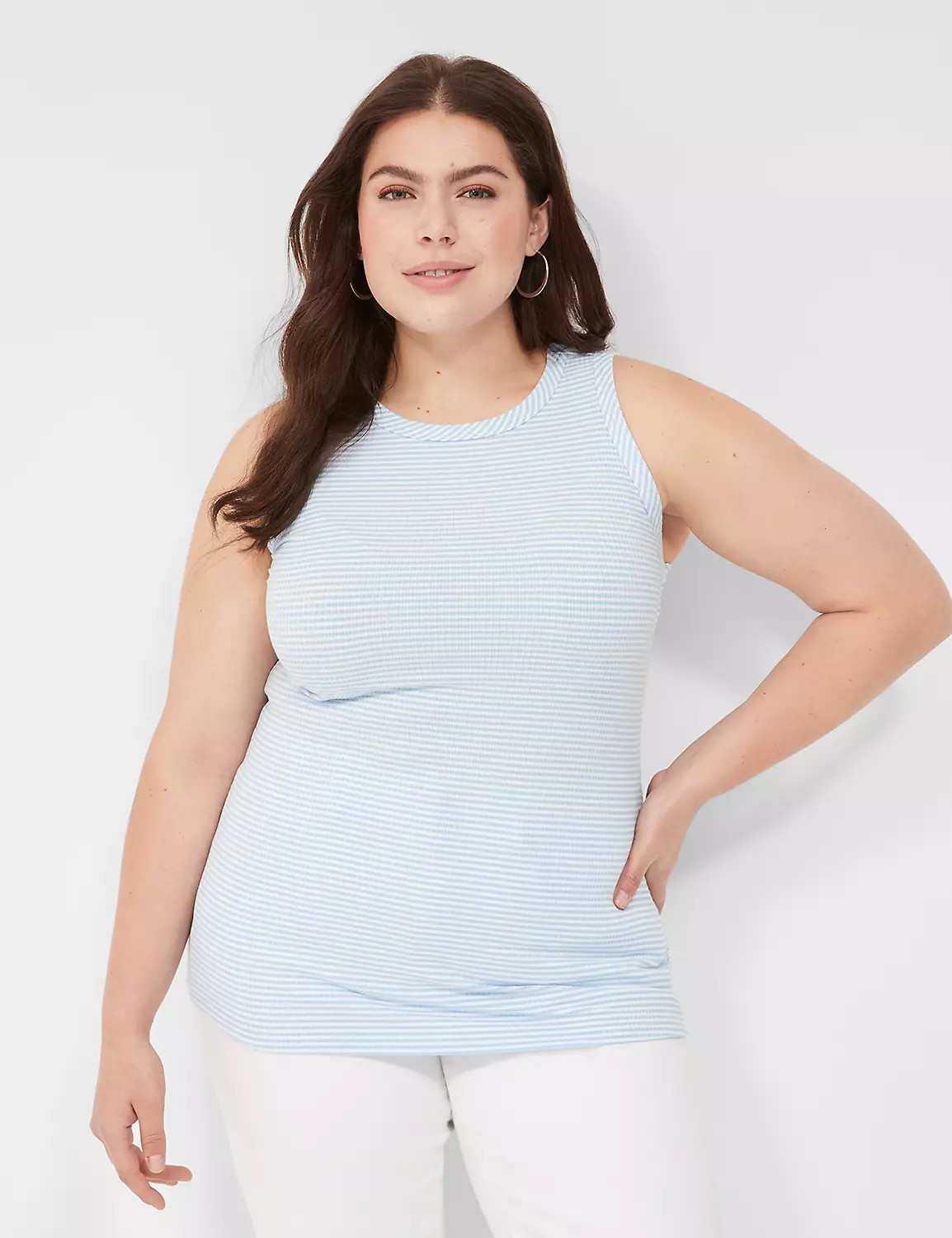 Fitted High-Neck Ribbed Tank | LaneBryant | Lane Bryant (US)