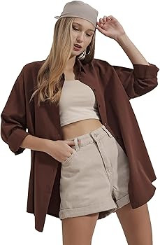 BIG DART Oversized Button Down Shirts for Women, Dressy Casual Long Sleeve Blouses Summer Tops Tu... | Amazon (US)
