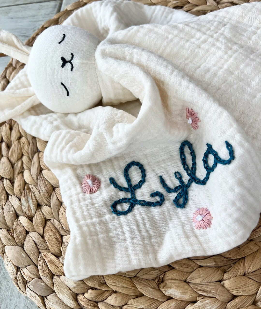 Hand Embroidered Personalized Cotton Security Blankets - Etsy | Etsy (US)
