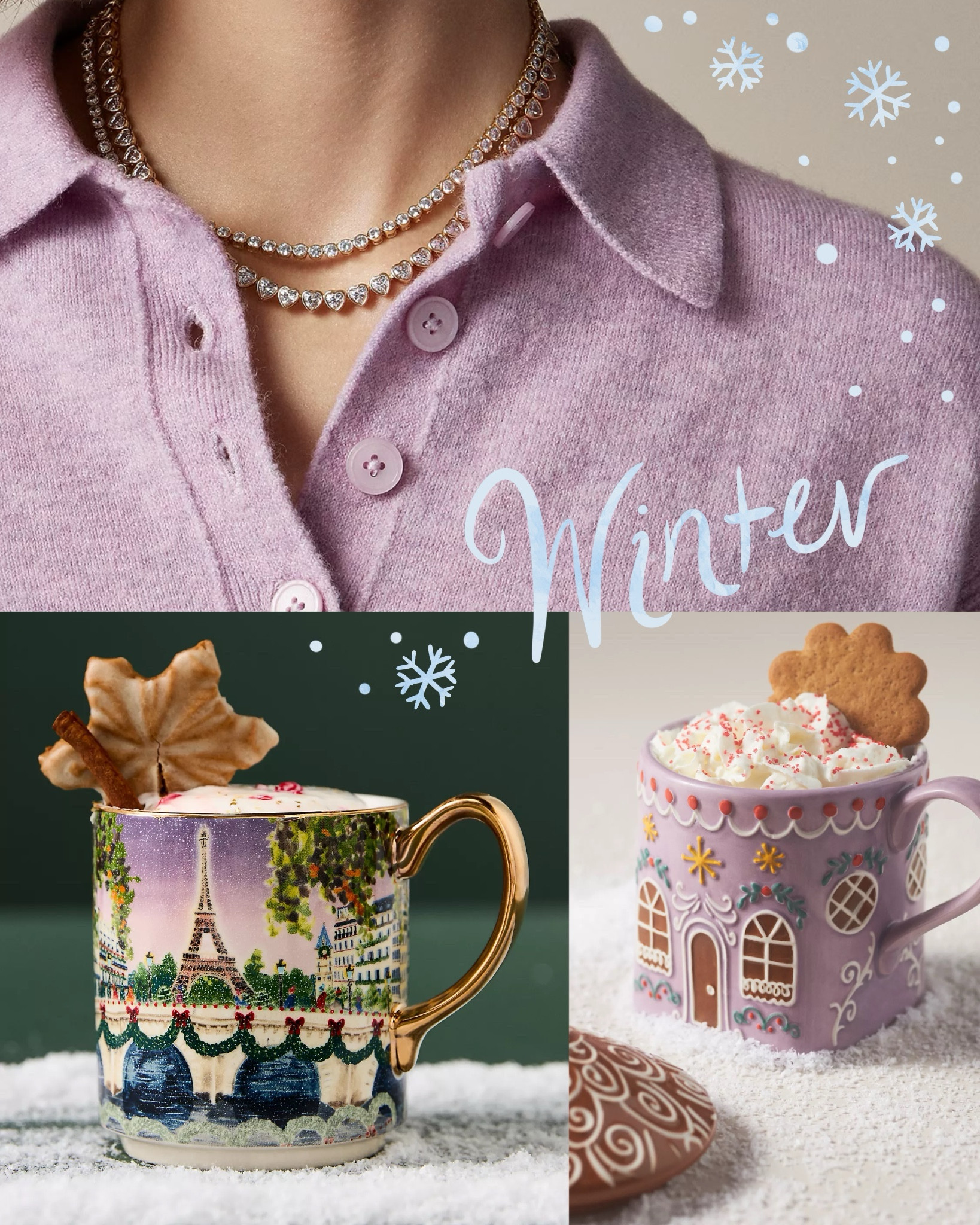 Winter Lavender 💜 j crew sale polo sweater supersoft yarn, heart tennis necklace, Anthropologie Christmas in the city mug, Paris, pink gingerbread mug

#LTKHoliday #LTKSeasonal #LTKFindsUnder50