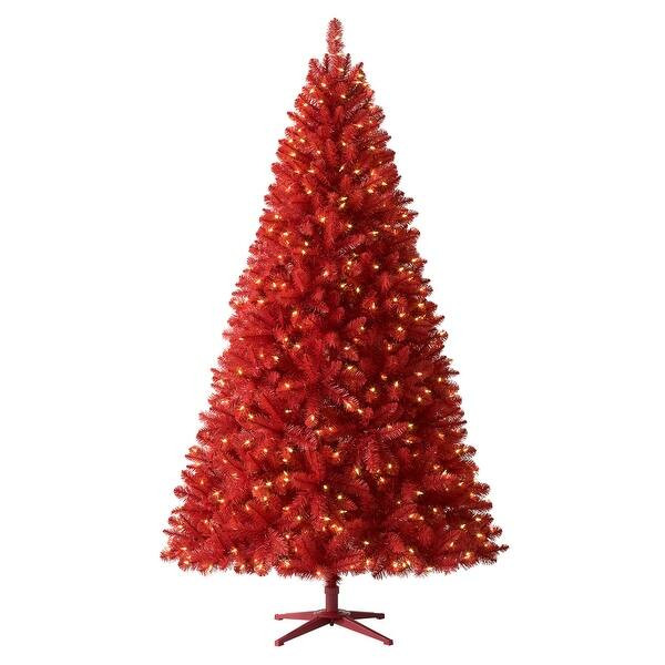 Treetopia Lipstick Red 6 Foot Artificial Prelit LED Full Christmas Tree w/ Stand - 29 - Overstock... | Bed Bath & Beyond
