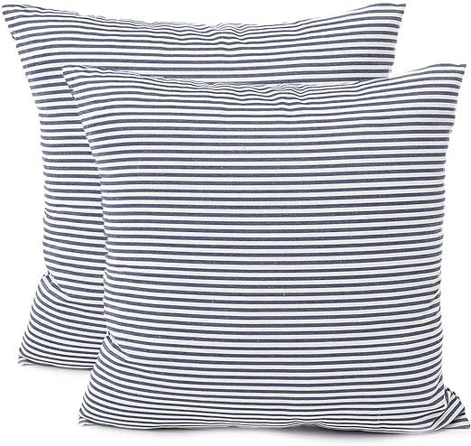 Shamrockers Throw Pillow Covers 18x18 - Decorative Pillows for Couch Set of 2 Rustic Linen Stripe... | Amazon (US)