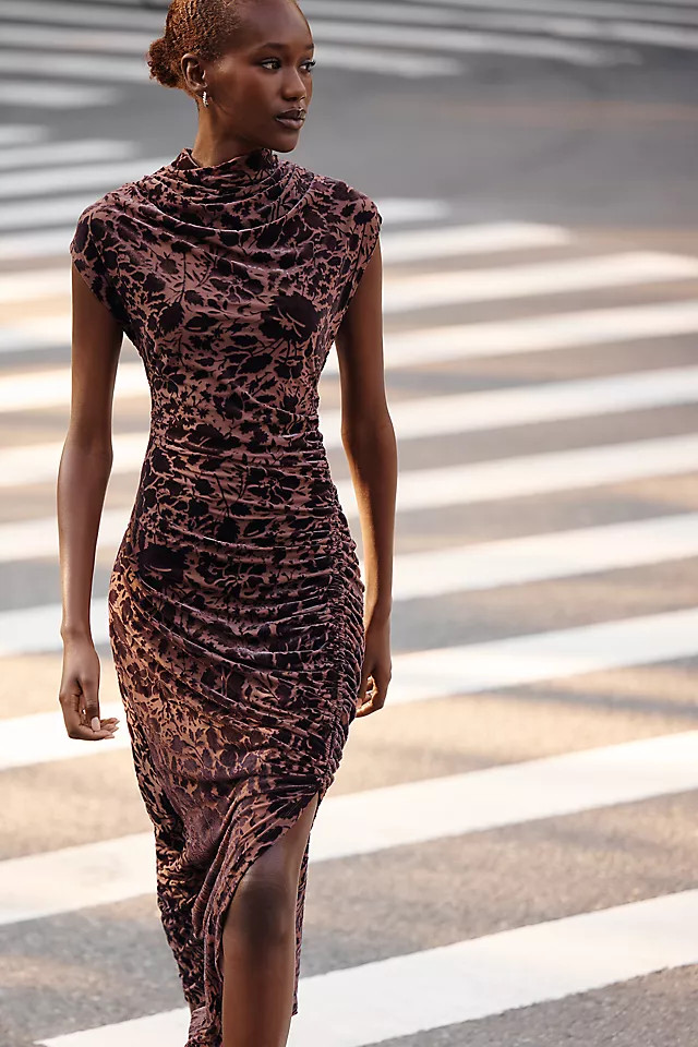 The Maya Stretch Velvet Cowl-Neck Dress | Anthropologie (US)
