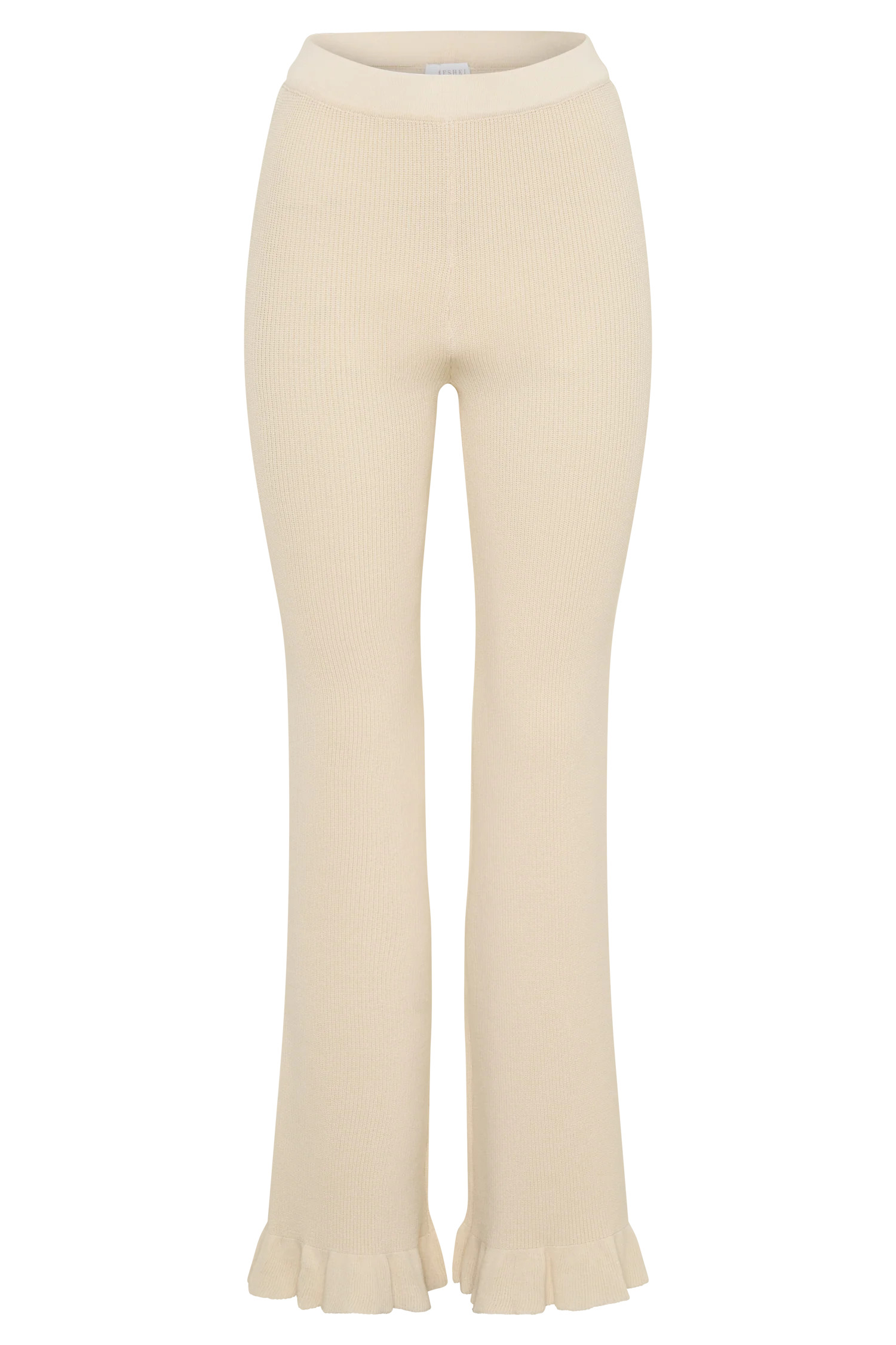 Suzie Ribbed Flared Pants - Ivory | MESHKI US