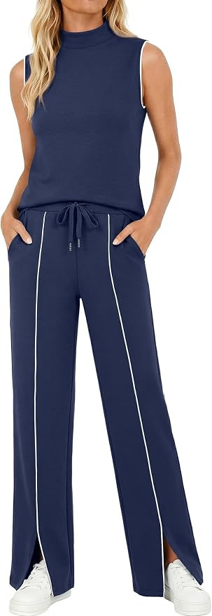 Casly Lamiit Two Piece Sets for Women Summer Outfits Sleeveless Tank Top Wide Leg Pants Matching ... | Amazon (US)