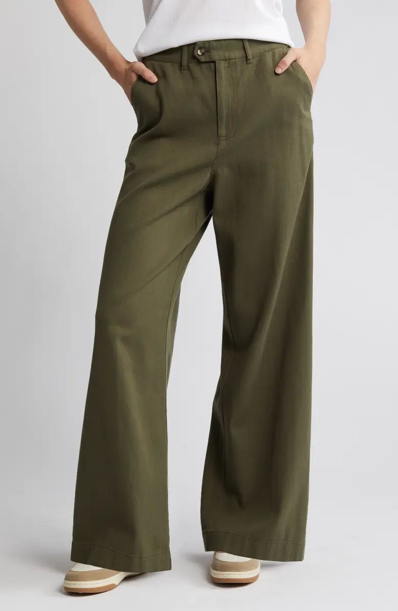 Wide Leg Cotton Twill Trousers | Nordstrom