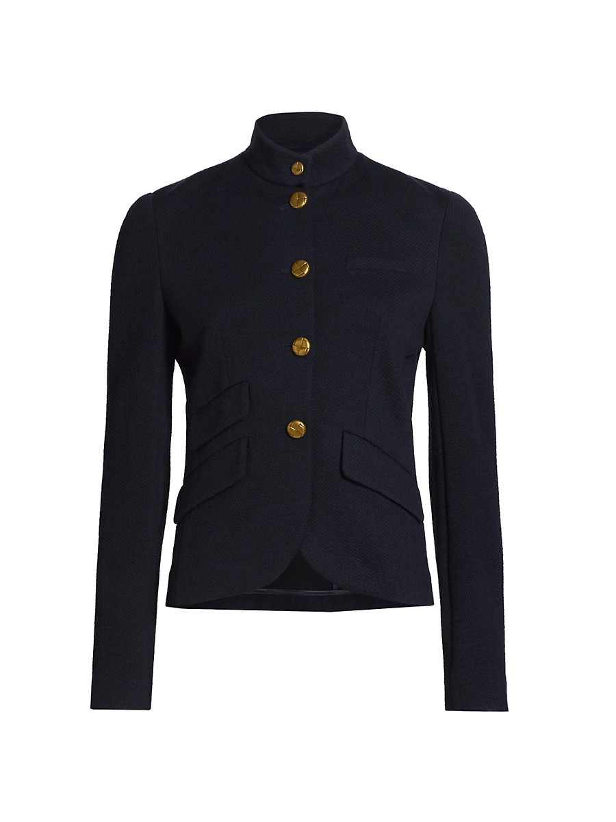 Women's Slade Cropped Textured Blazer - Navy - Size 00 | Saks Fifth Avenue